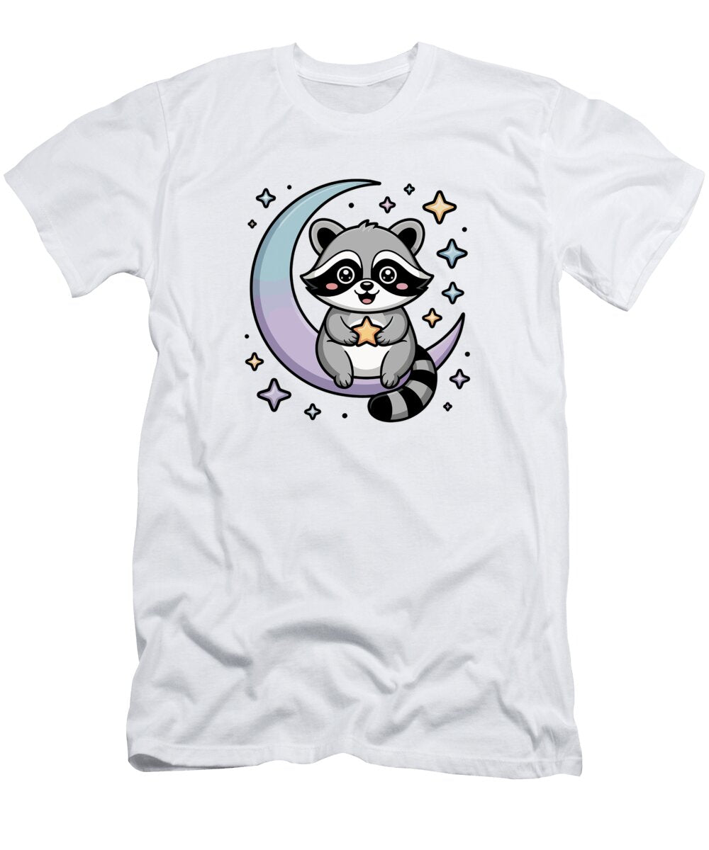 Raccoon on a Crescent Moon Joanna Redesiuk T-Shirt