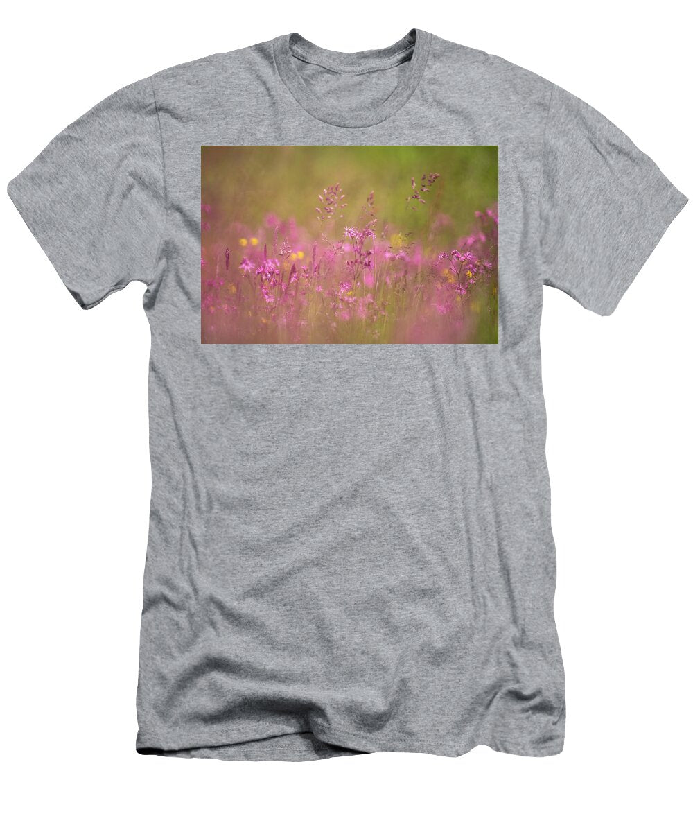 Ragged Robin in Wet Flower Rich Meadow Kielder Water and Ann Steve Toon Natureplcom T-Shirt