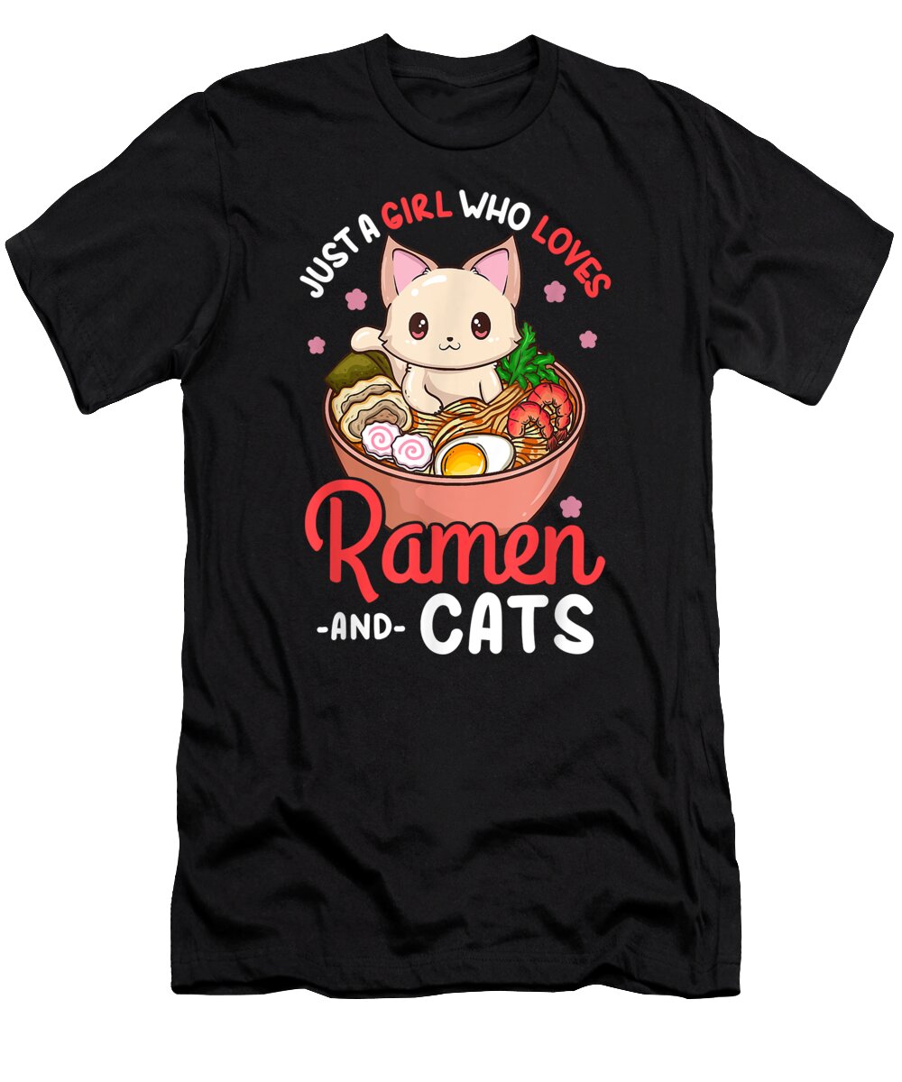 Ramen Cat Neko Anime Kawaii Otaku Girl Dnt Prints T-Shirt