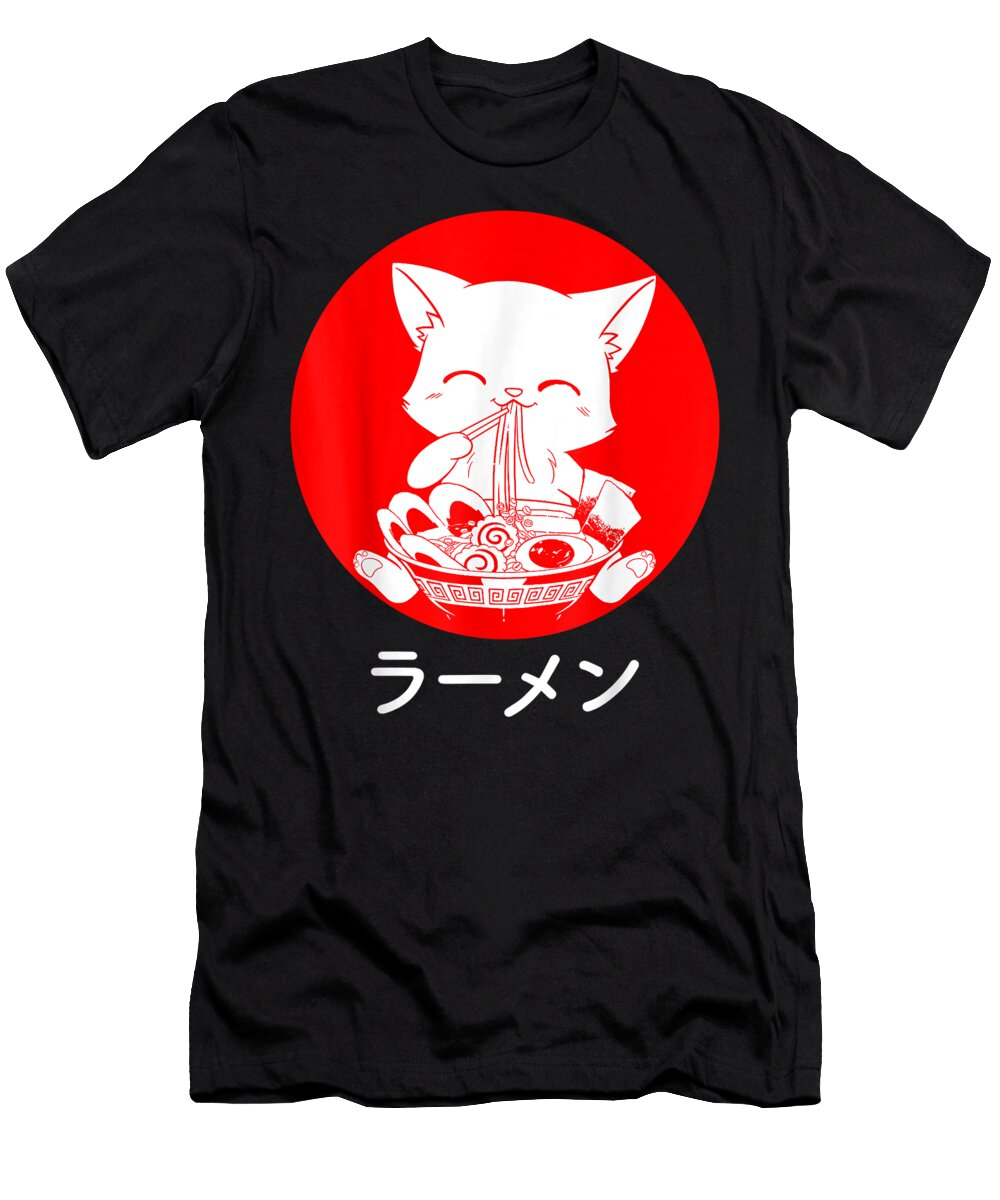 Ramen Cat Neko Kawaii Anime Japanese Noodles Gift Lucky Cats Dnt Prints T-Shirt