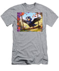 Raven Overlooking Spring Landscape with Flowers Art Momente T-Shirt