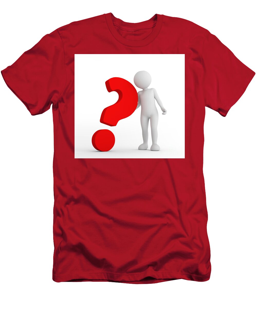 Red Big Question Mark and Toon Man Faq Ask Search Concepts Michal Bednarek T-Shirt