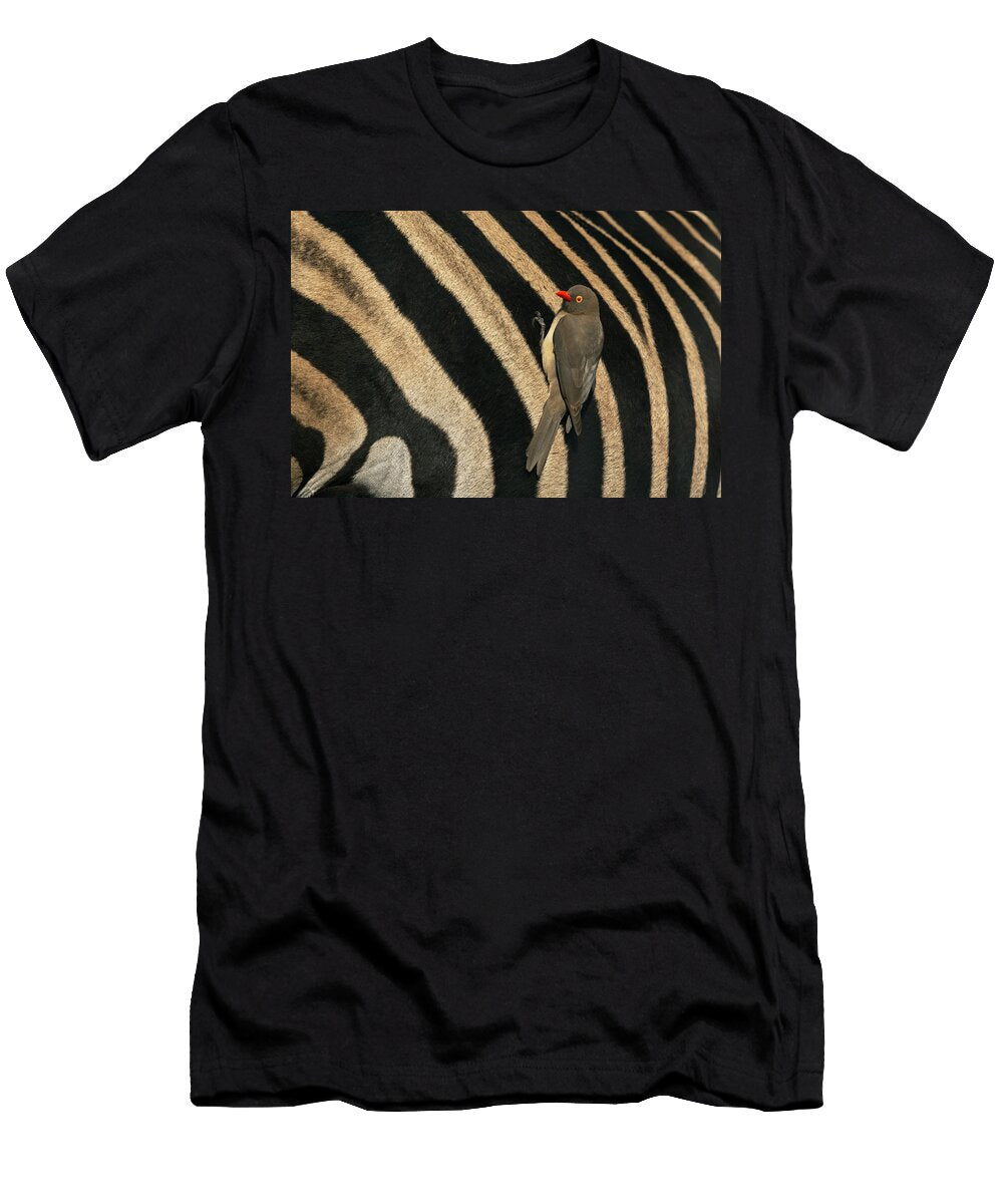 Red Billed Oxpecker Perched on Zebra Zimanga Game Ann Steve Toon Natureplcom T-Shirt