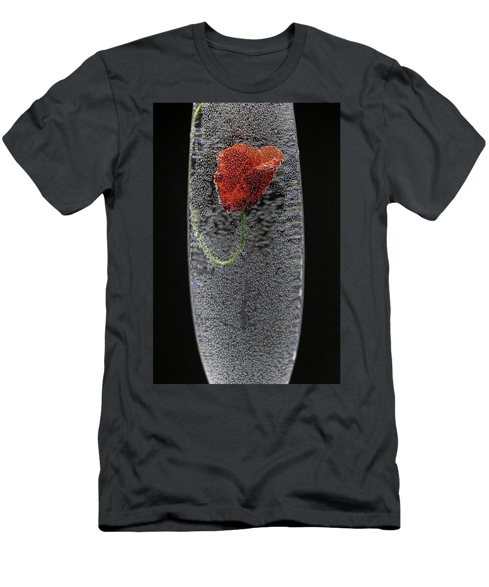 Red Flower in Bubbly Glass Tetiana Lobas T-Shirt