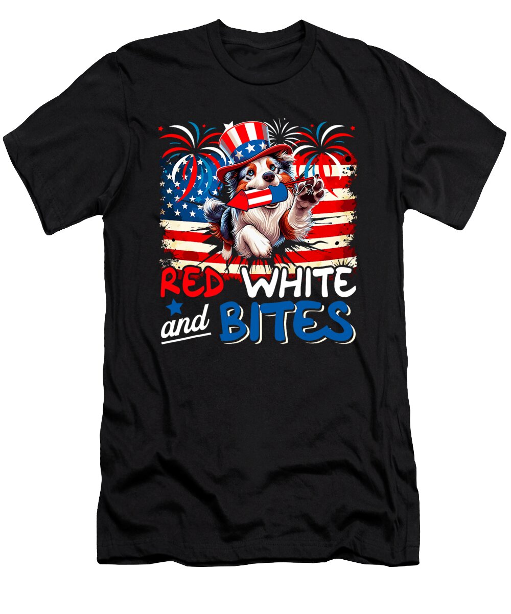 Red White and Bites 4th of July US Flag Aussie Sophie Eleanor T-Shirt