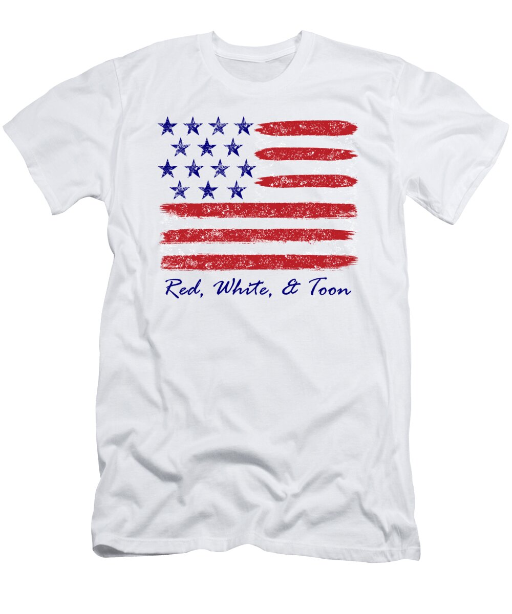 Red White and Toon Pontoon Boat Design Roxanne Rockvam T-Shirt