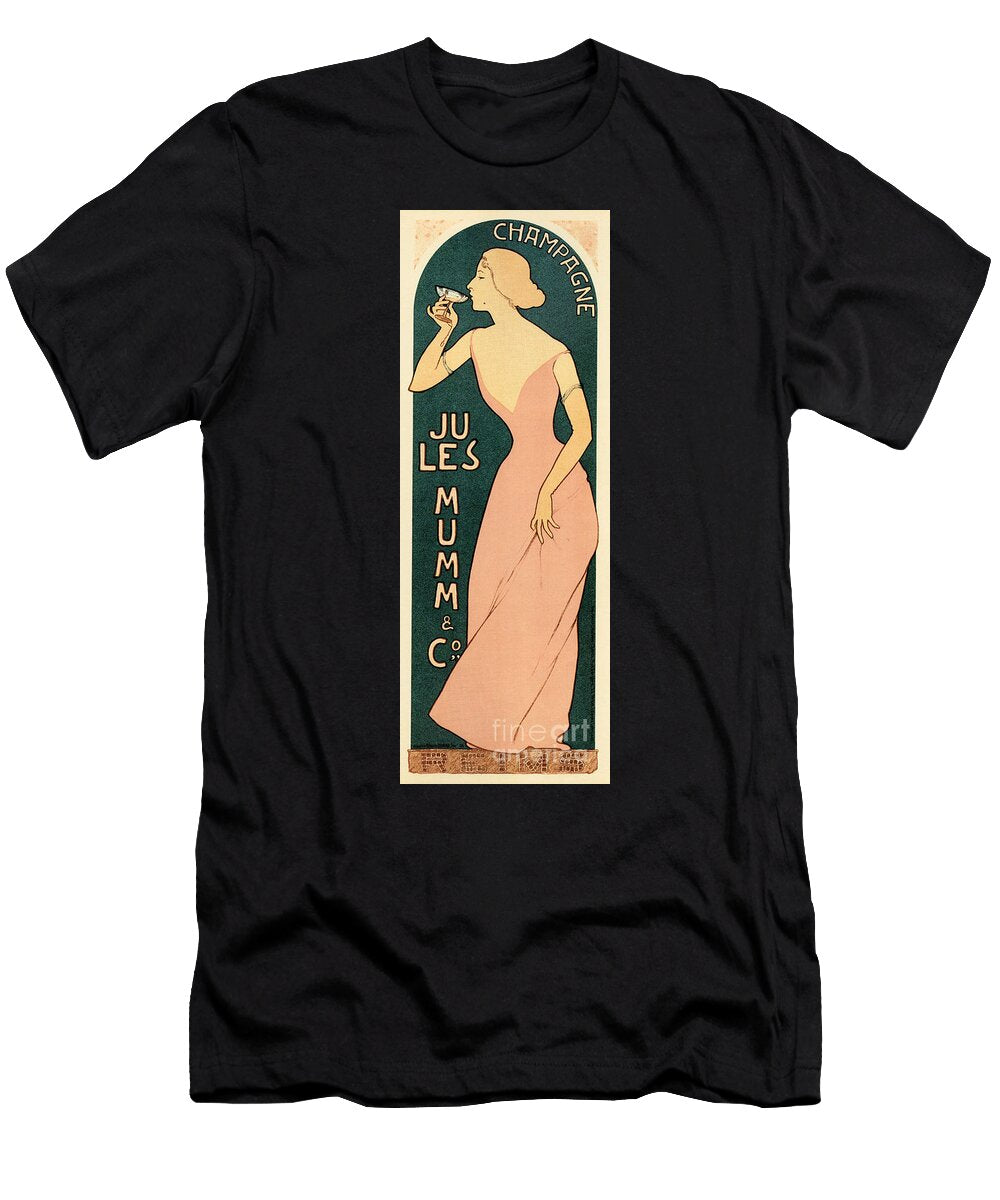 Reims Champagne Jules Mumm Co Old French Wine Advertisement 1895 By Maurice Realier Dumas Retro Graphika T-Shirt