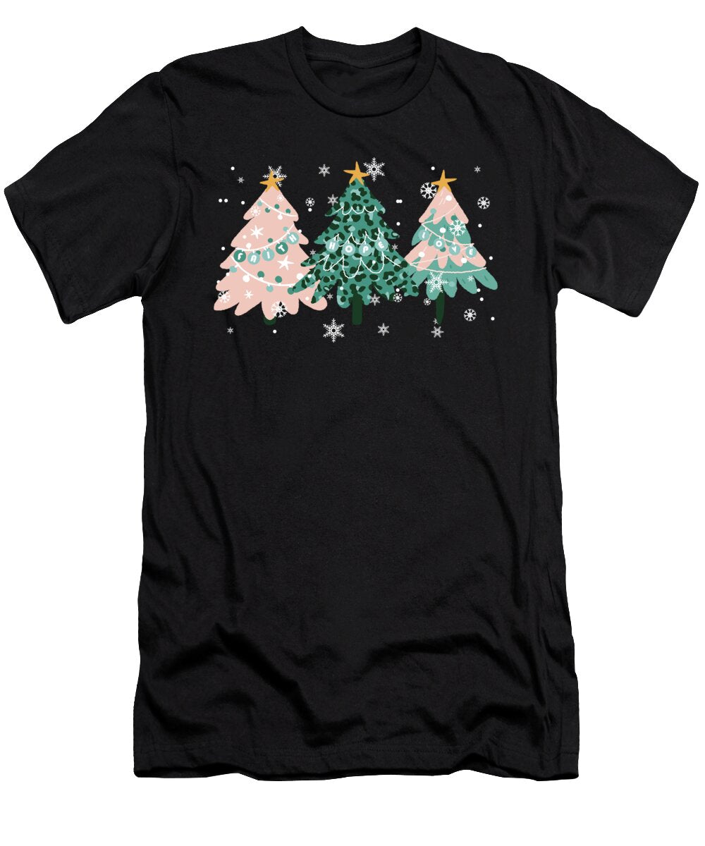 Religious Faith Hope Love Christmas Tree Xmas Matching Maximus Designs T-Shirt