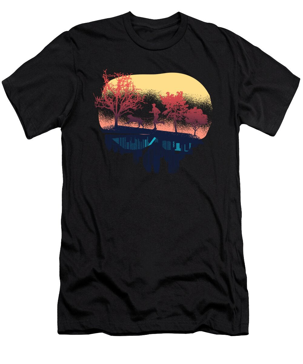 Retro Canicross Cross Country Running with Dog Greenoptix T-Shirt