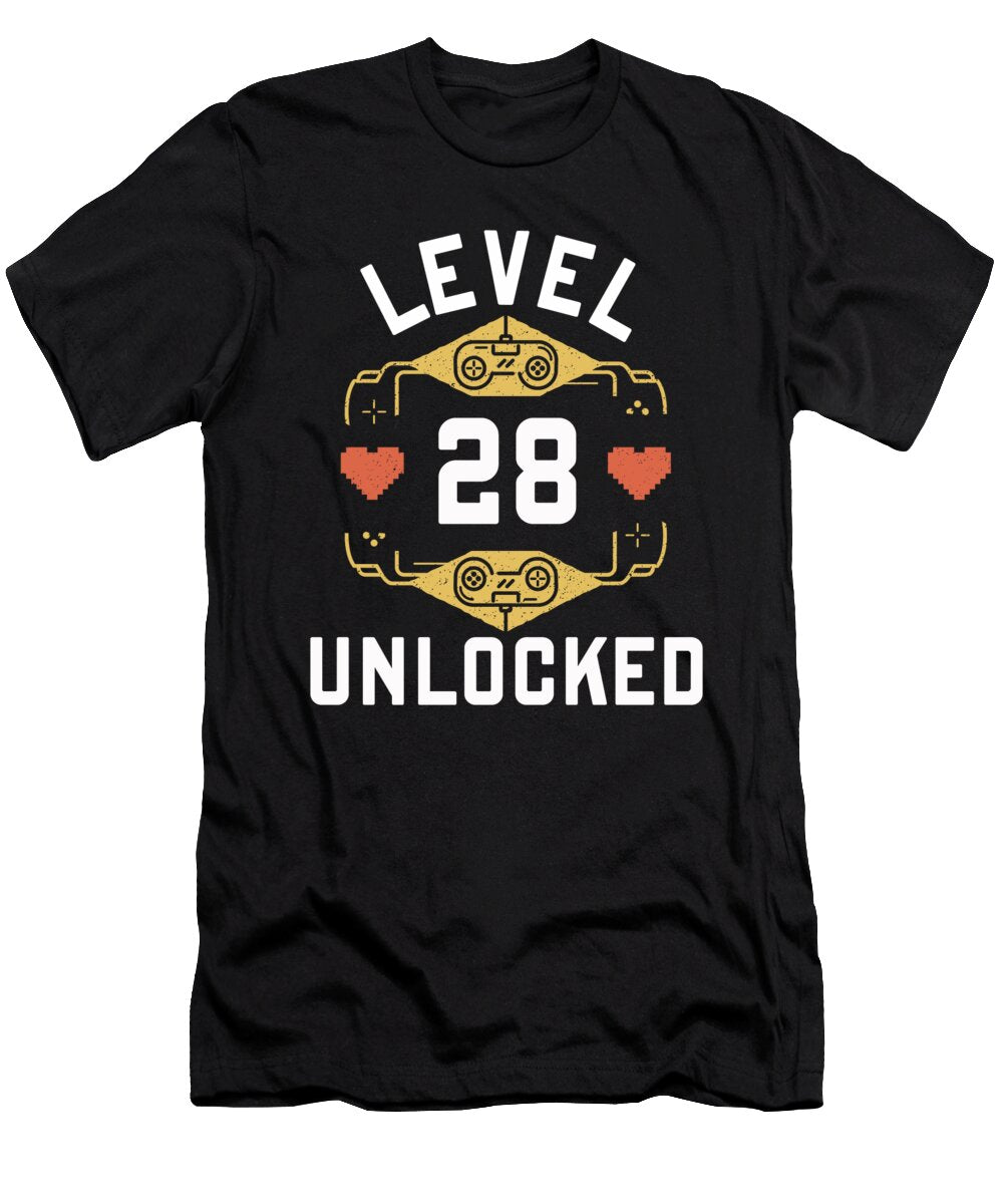 Retro Gamer 28 Birthday Gamer Birthday Benjamin Burkert T-Shirt
