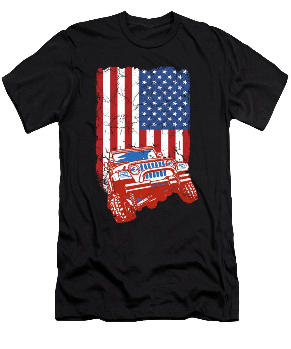 Retro Vintage Jeep American Flag Tinh Tran Le Thanh T-Shirt