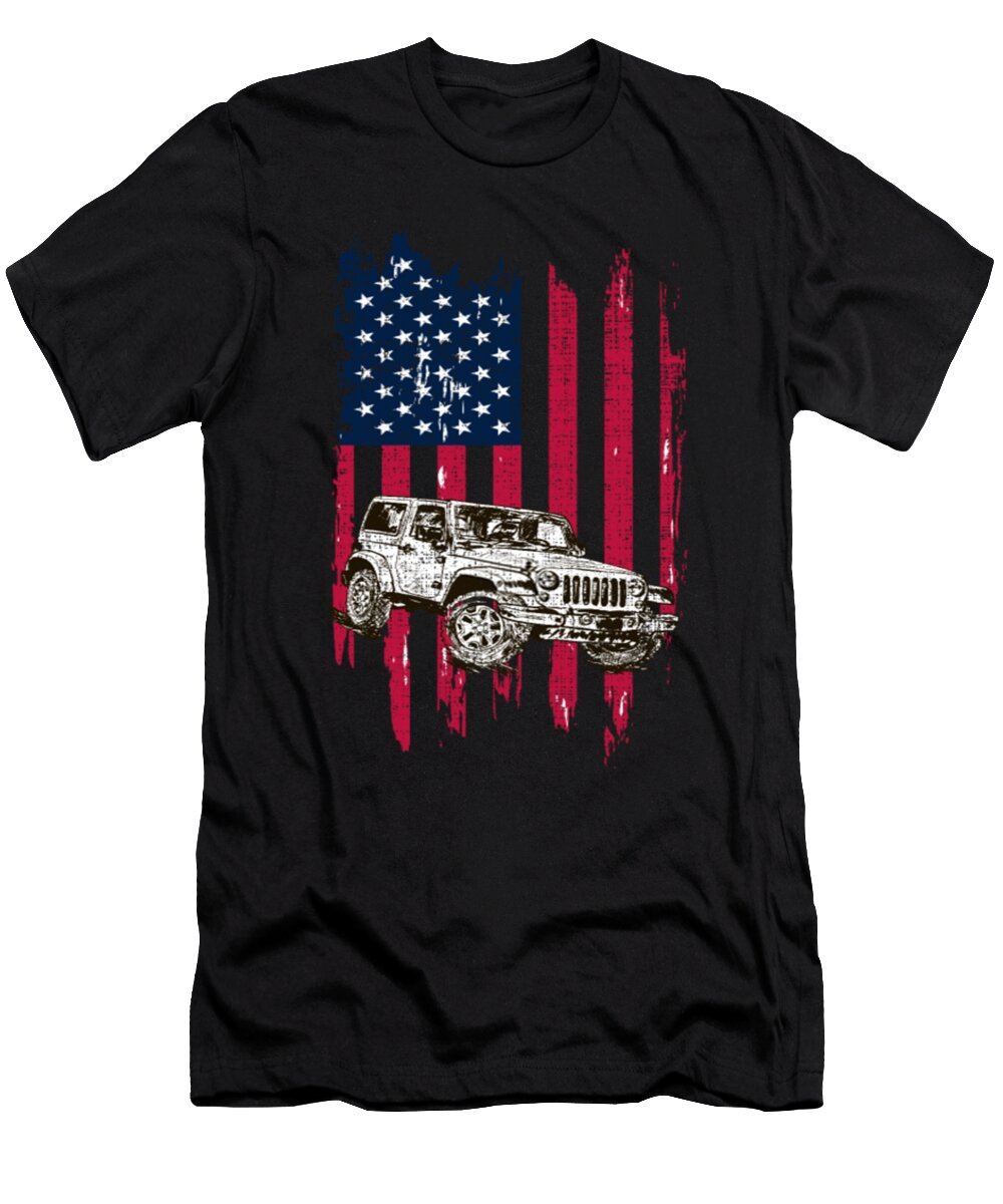 Retro Vintage Jeep USA Flag Tinh Tran Le Thanh T-Shirt