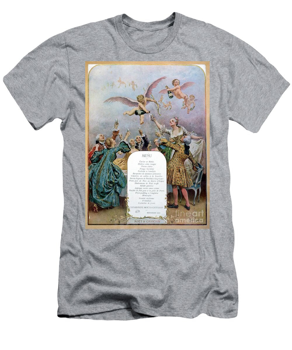 Ritz Restaurant Menu Depicting a Group of Elegant Century Men and Women Drinking Champagne Served By Cherubs 1910 Maurice Leloir T-Shirt