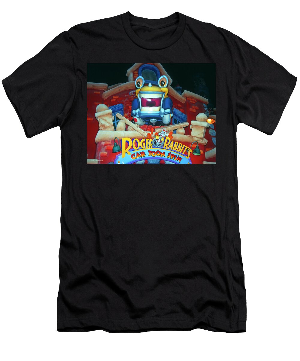 Roger Rabbits Car Toon Spin Ride Sign Disneyland Anaheim Cal a Macarthur Gurmankin T-Shirt