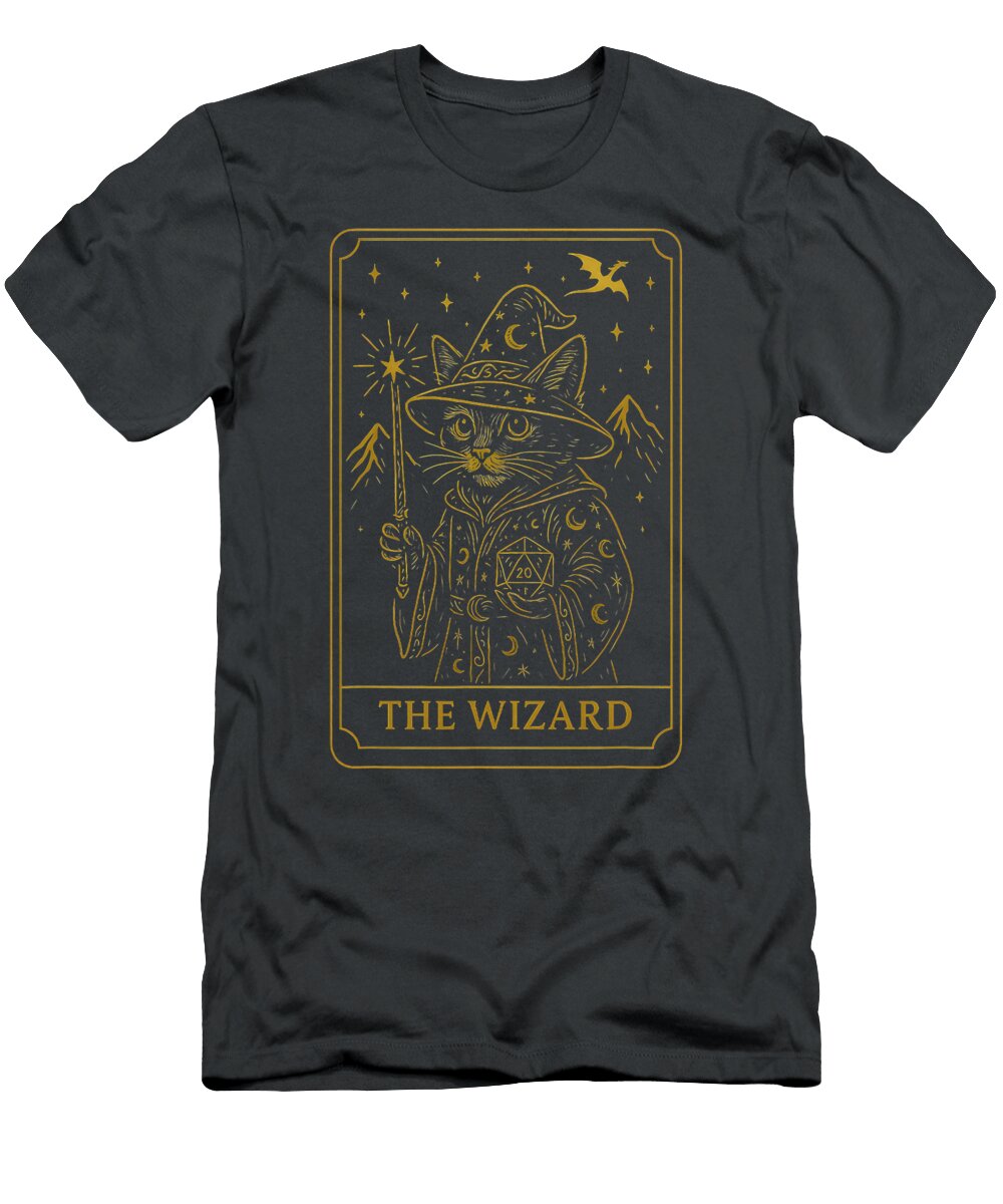 Rpg Gamer Wizard D20 Dice Nerdy Geek Cat Men Zyneu Gangd T-Shirt
