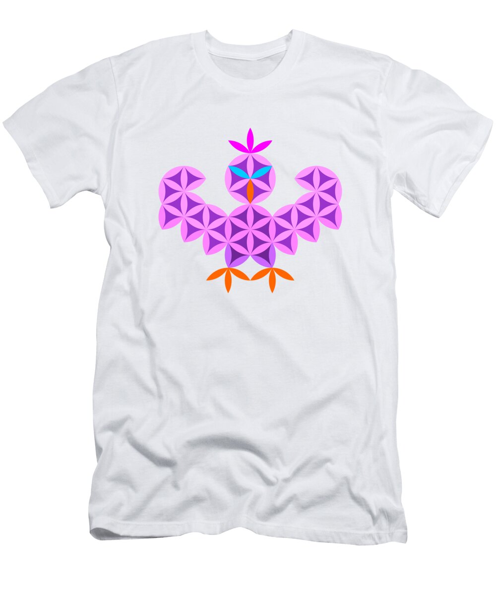 Sacred Bird Bird of Life Pose Pink Laszlo Toth T-Shirt