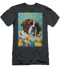 Saint Bernard Dog Frolicking in a Bubbly Bathtub Adrien Efren T-Shirt