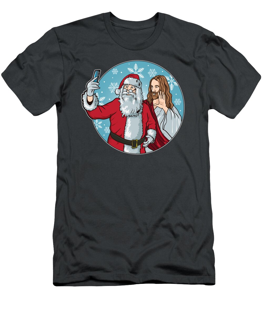 Santa and Jesus Selfie Funny Christmas Erzhan Laekyn T-Shirt