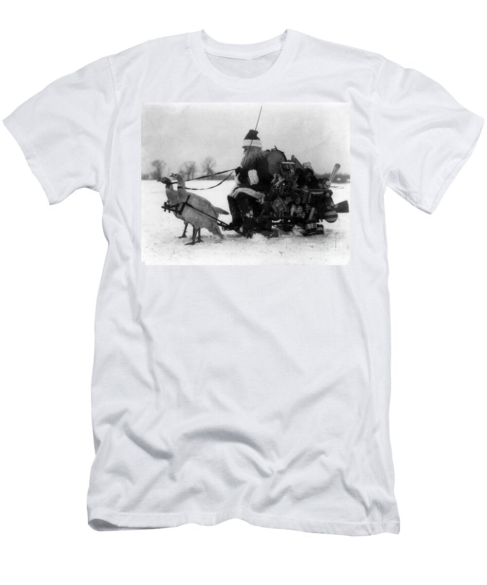 Santa Claus and Sled Drawn By White Photo Researchers T-Shirt