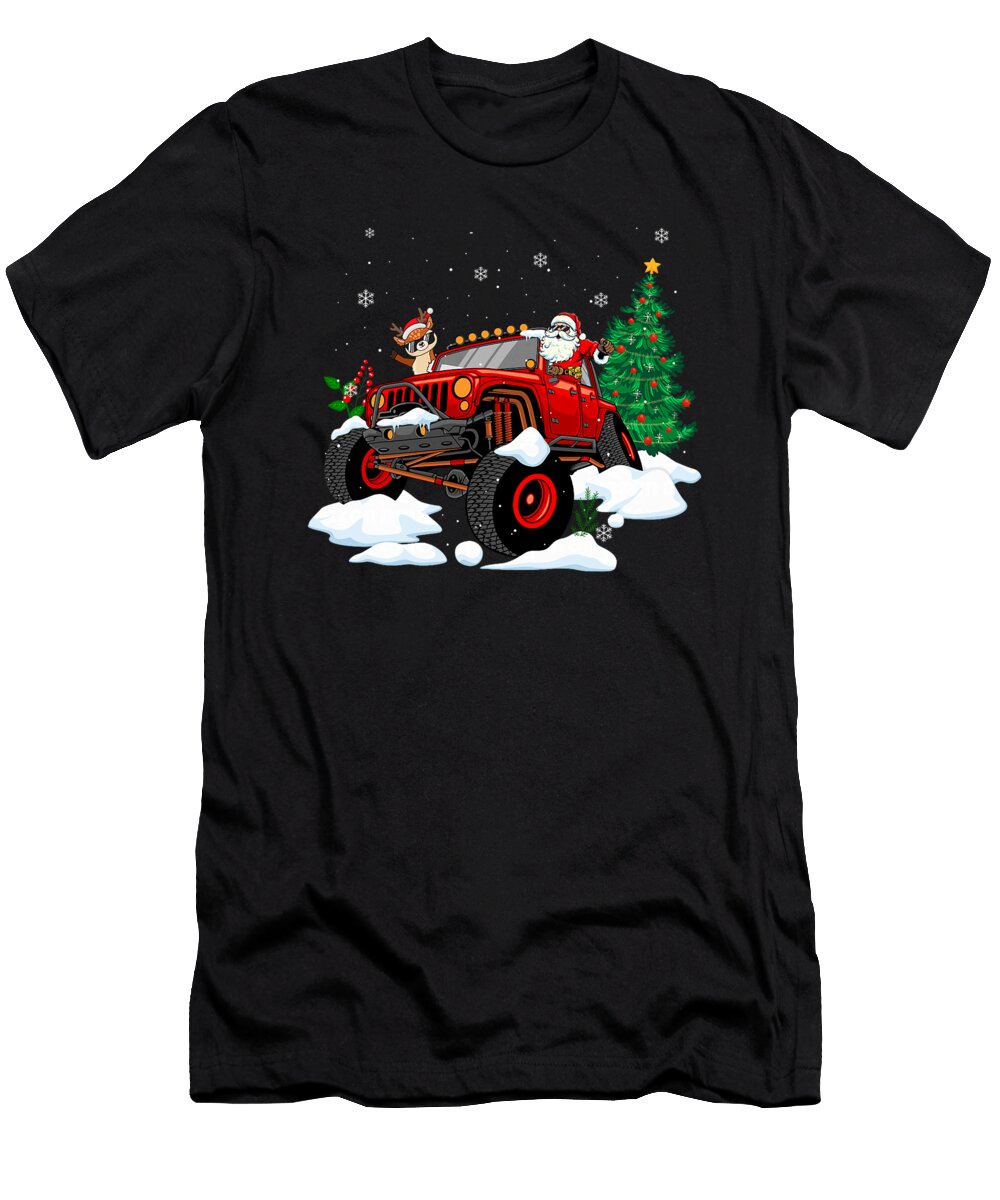 Santa Clause Riding Monster Red Truck Xmas Tree Zyneu Gangd T-Shirt