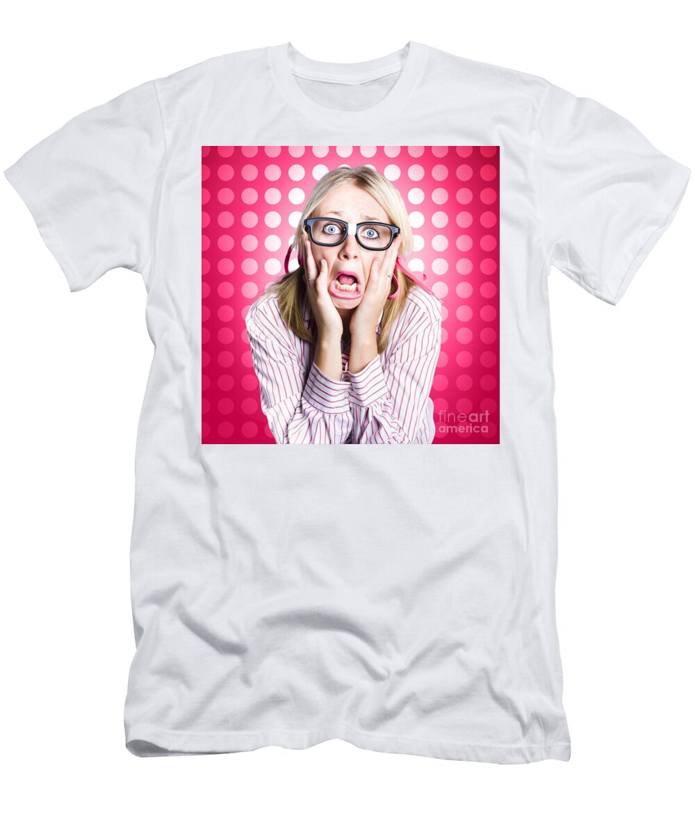 Scared Goofy Business Person Expressing Fear Ryan Jorgensen T-Shirt