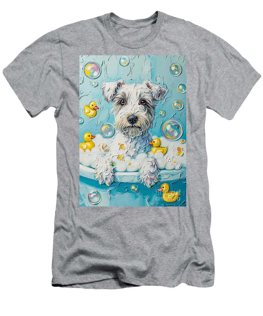 Sealyham Terrier Dog Enjoying a Bubbly Bath Adrien Efren T-Shirt