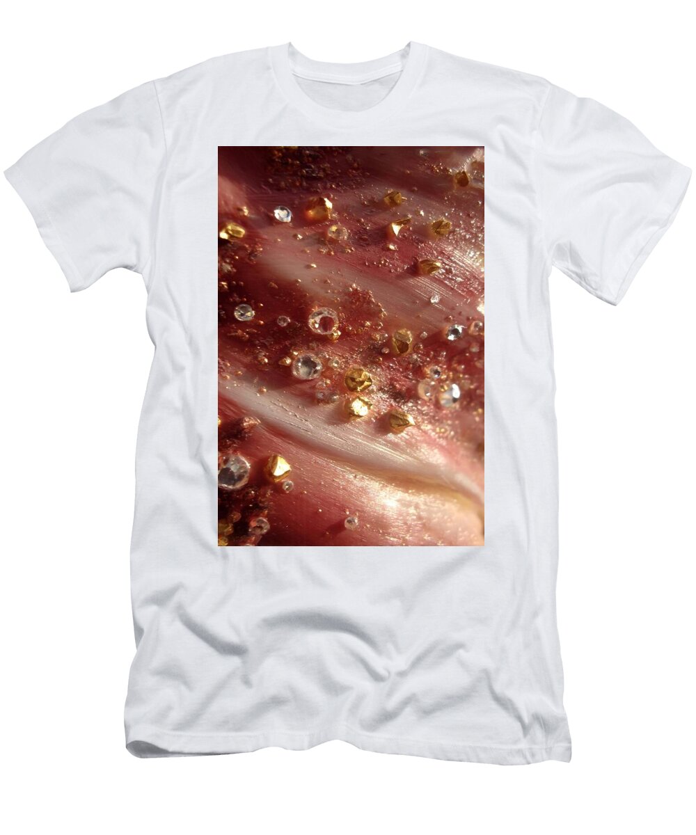 Shimmering Gems on Pink Surface Rose Flower Bloom Eliana Haines T-Shirt