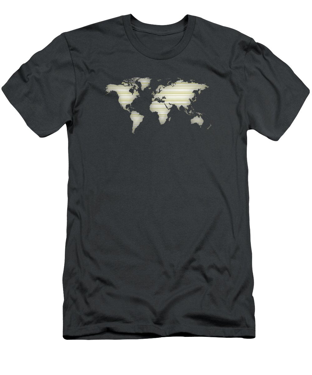 Silhouette of World Map with Color and Lines Alberto Ruiz T-Shirt