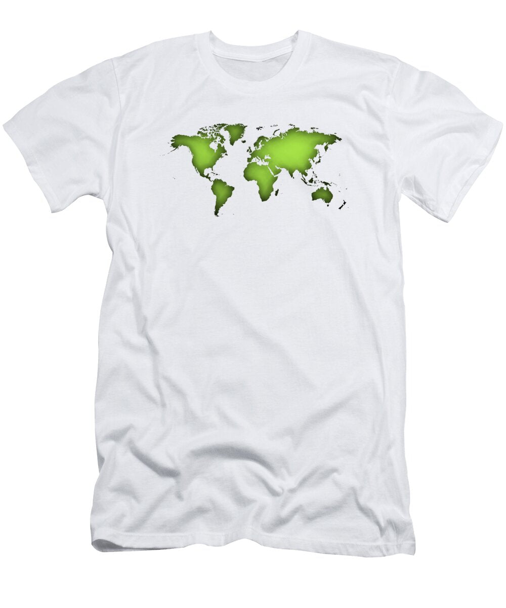 Silhouette of World Map with Color Green Alberto Ruiz T-Shirt