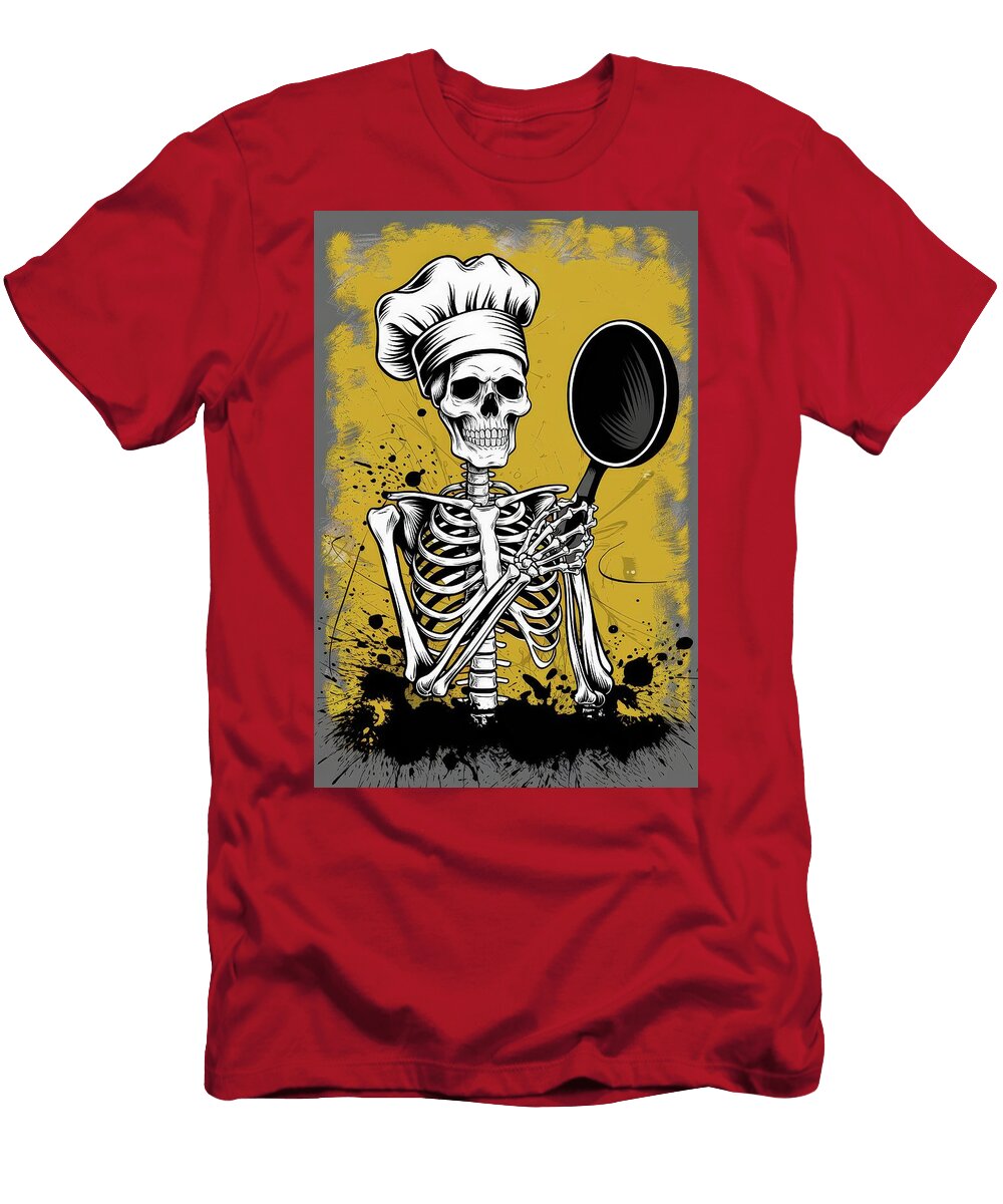Skeleton Chef Whips Up a Quirky Meal Vidddie Publyshd T-Shirt