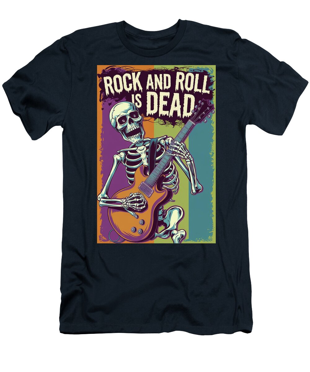 Skeleton Jamming in Bright Halloween Colors Vidddie Publyshd T-Shirt