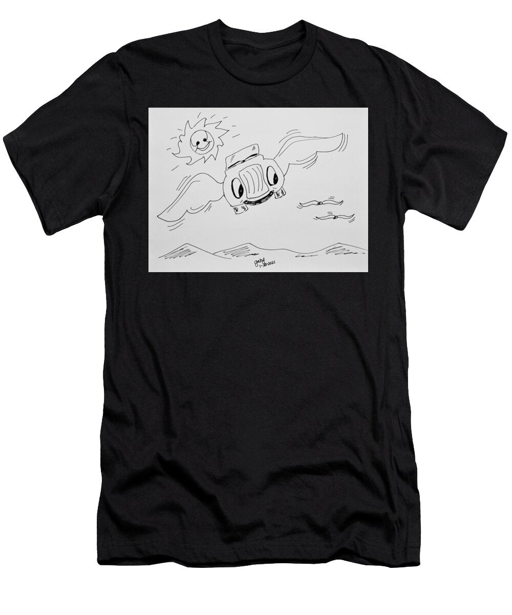 Sketch Challenge Flying Cars Muggles Happy Flying Car Toon Gaby Ethington T-Shirt