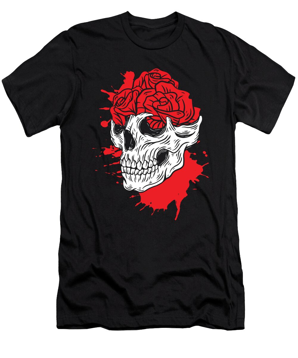 Skulls and Roses Gothic Bones Skeleton Death Grave Aesthetic Dark Toms Store T-Shirt