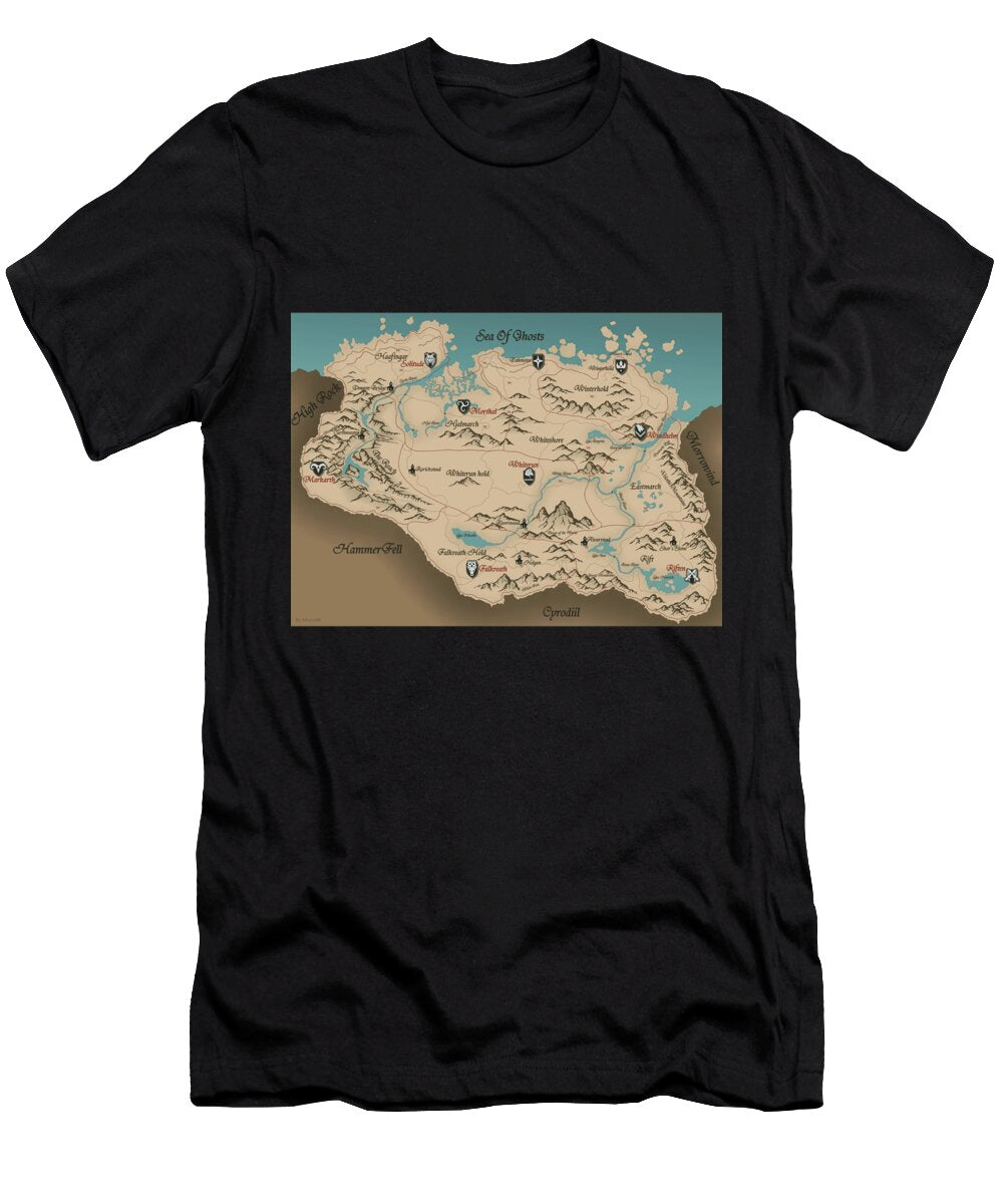 Skyrim the Elder Scrolls Map Sam Wed T-Shirt