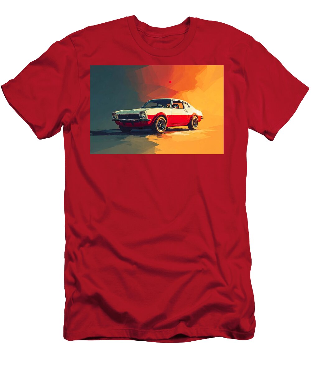 Sleek 1970 Ford Maverick Grabber 302 Silhouette Retro Street Appeal Nathanael Ruiz T-Shirt