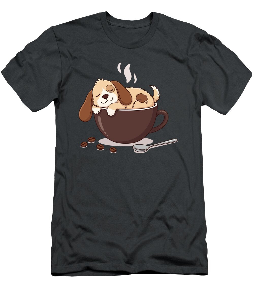 Sleeping Puppy in Coffee Cup Amir Faysal T-Shirt