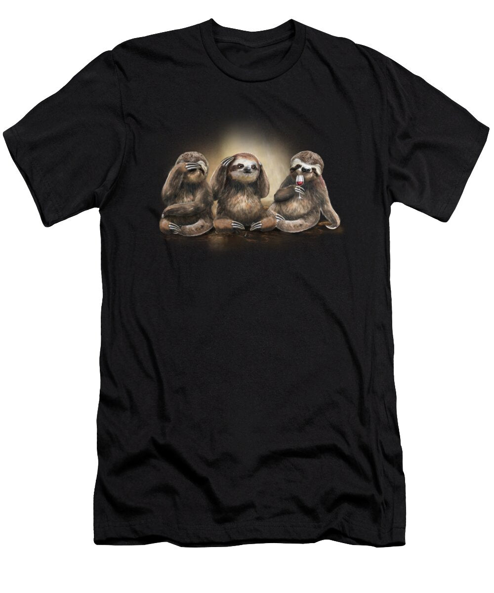 Sloths Drinking Wine Sarcastic Gift for Wine Lover Fancy Lifestyle Art T-Shirt