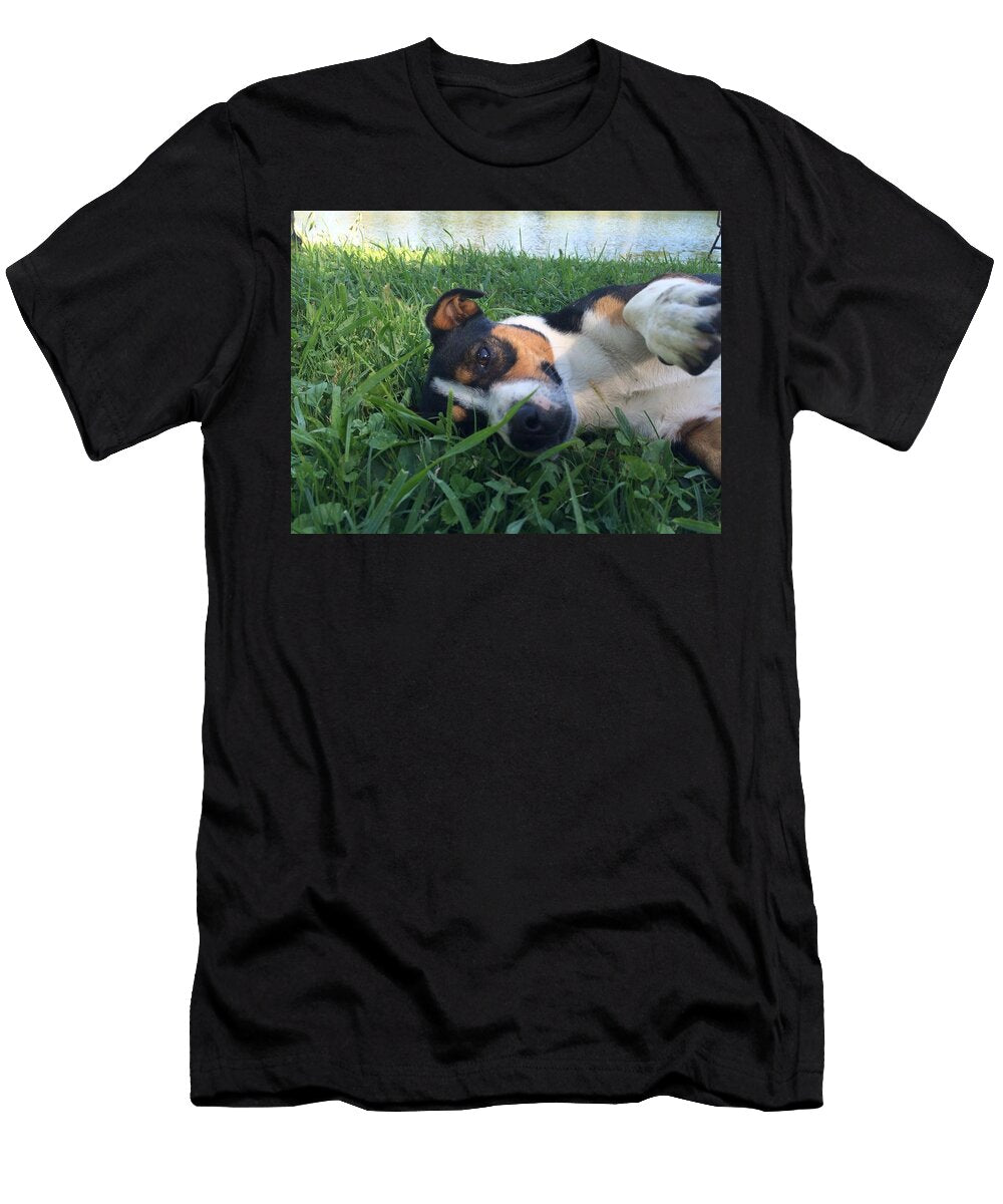 Small Cute Dog Lying on the Grass Marko Jegdic T-Shirt
