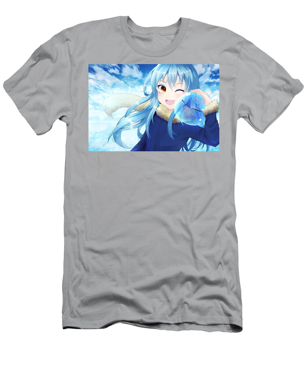 Smiling Anime Girl with Slime Blue Sky Matilda Wright T-Shirt