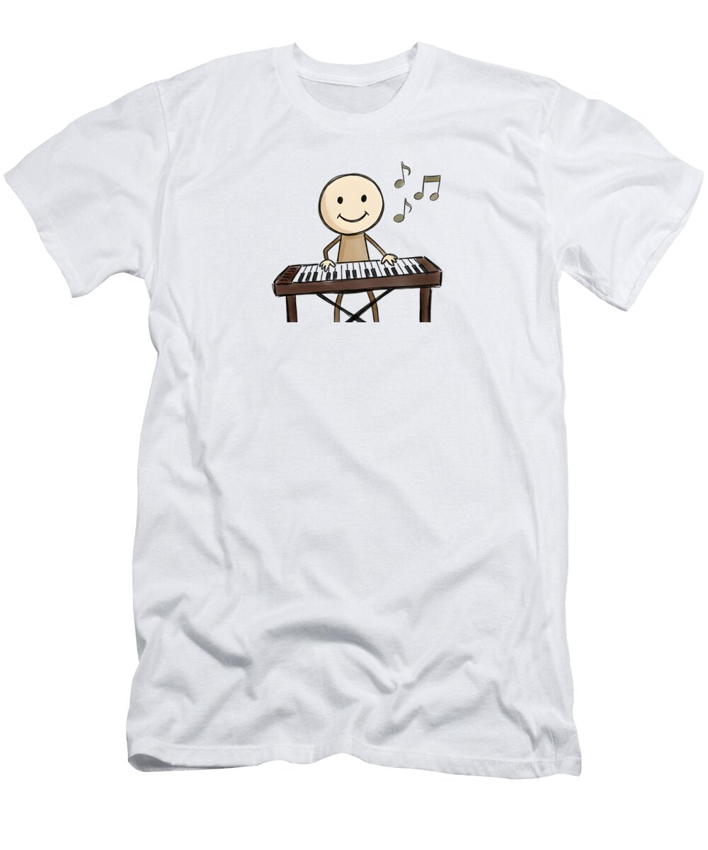 Smiling Stick Figure Playing Keyboard Mounir Khalfouf T-Shirt