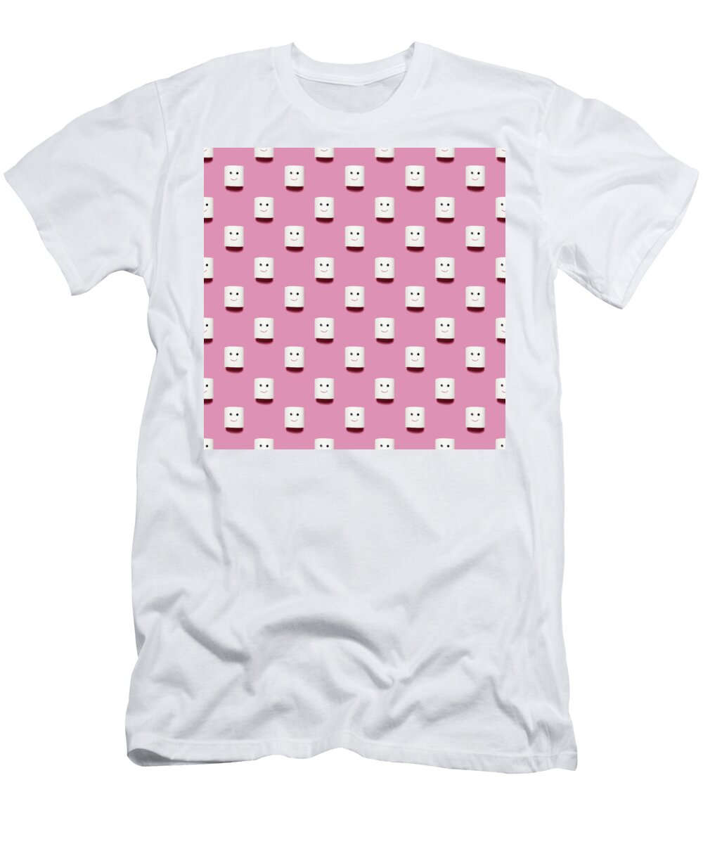 Smiling Toilet Paper Roll Pattern on Pink George Fairbairn T-Shirt