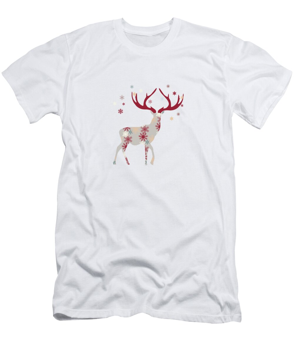 Snowflake Christmas Stag I Amanda Lakey T-Shirt