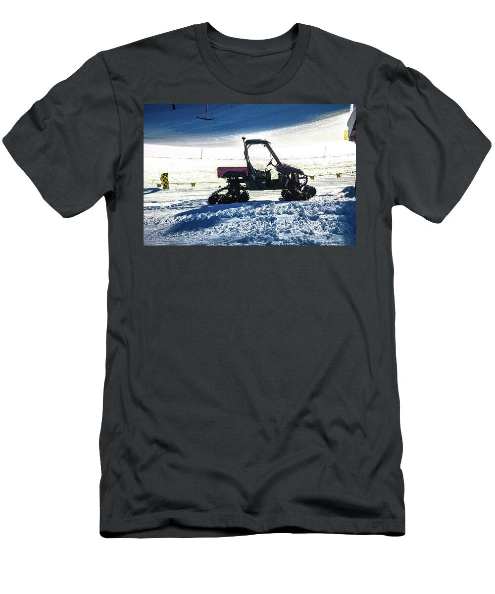 Snowmobile on Ski Slope Evening View Brch Photography T-Shirt