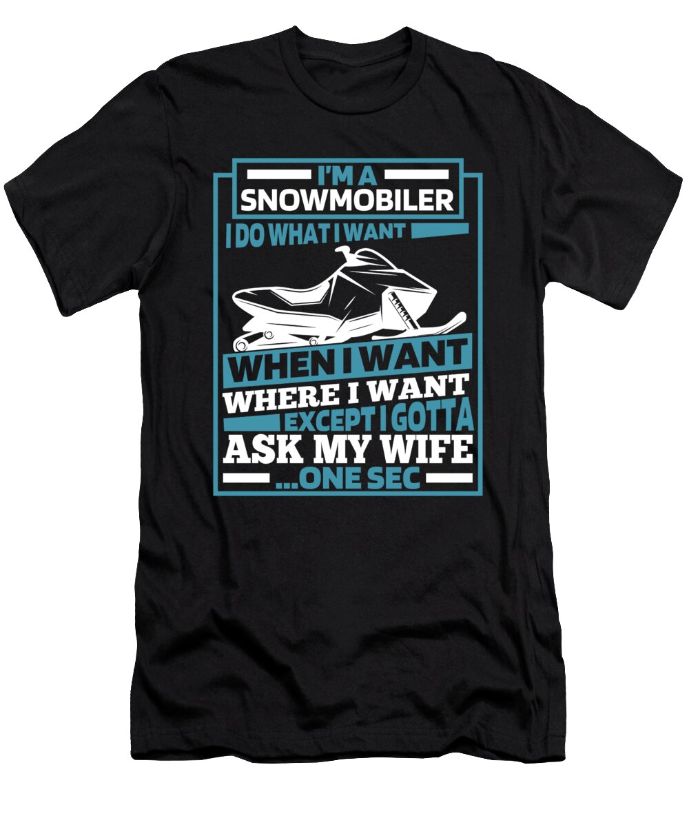 Snowmobile Snowmobiler Snowmachine Snowmobiling Crazy Squirrel T-Shirt