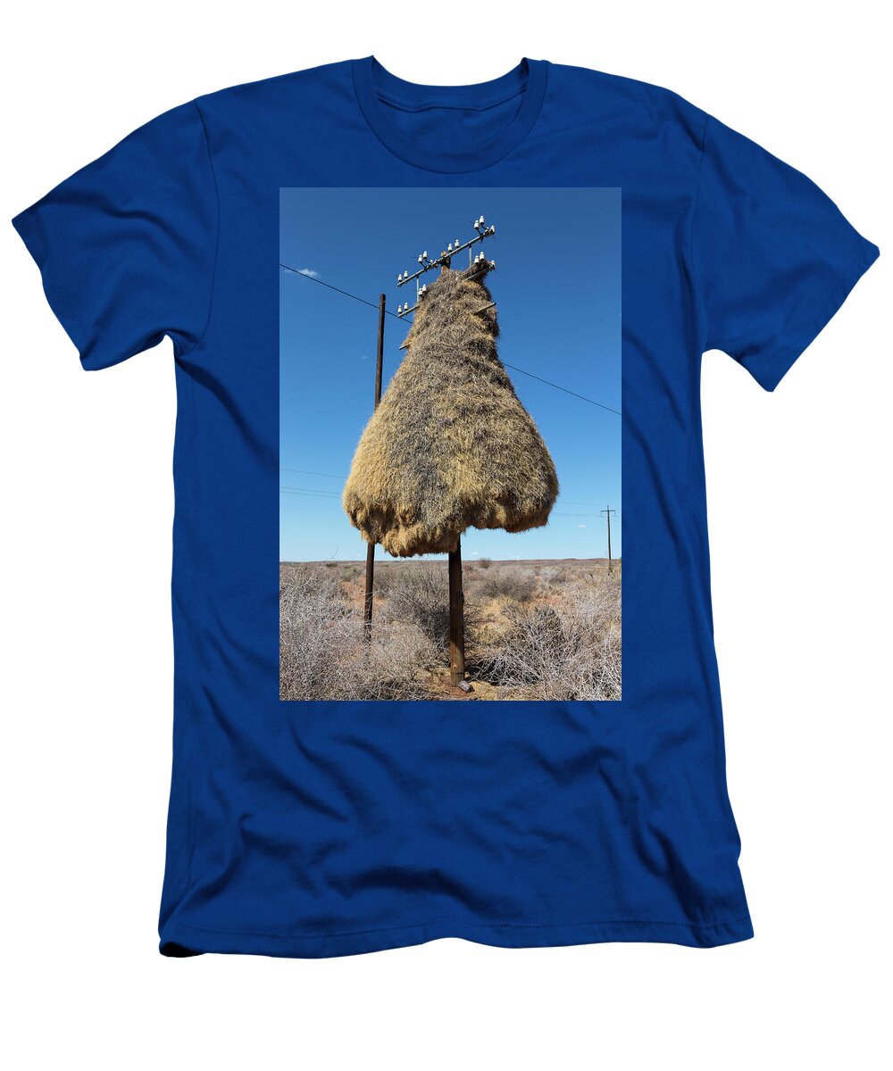 Sociable Weaver Nest on Telegraph Pole Northern Cape Ann Steve Toon Natureplcom T-Shirt