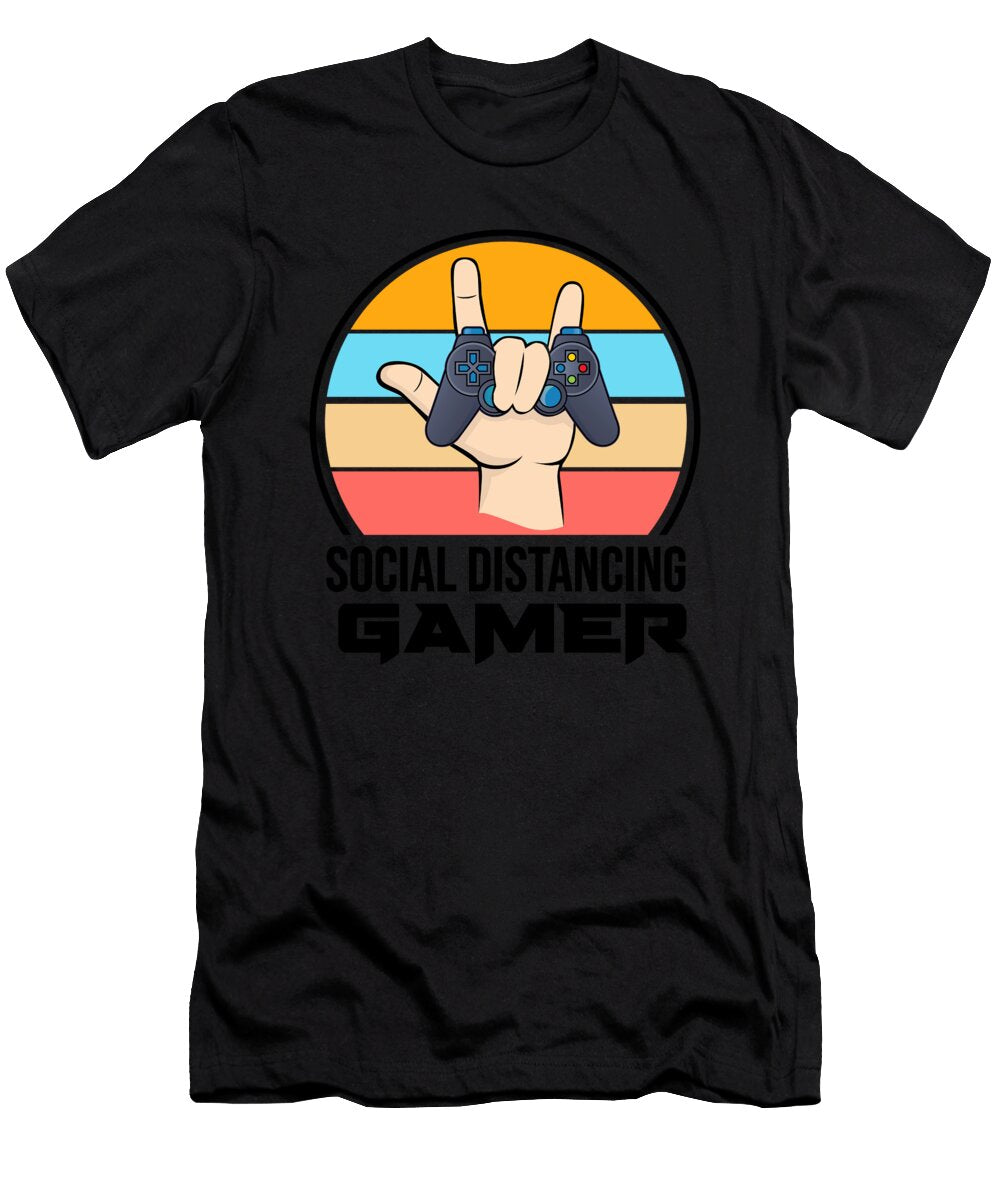 Social Distancing Gamer Funny Qurantined Gaming Gift Jan Deelmann T-Shirt