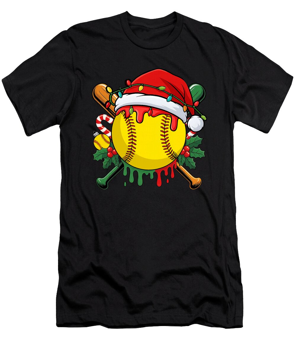 Softball Ball Santa Hat Christmas Softball Drip Zyneu Gangd T-Shirt