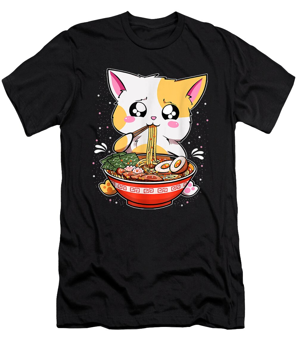Sparkling Goodness Ramen Eating Cat Kawaii Anime Baka Japanese Awesome for Music Fan Ezone Prints T-Shirt