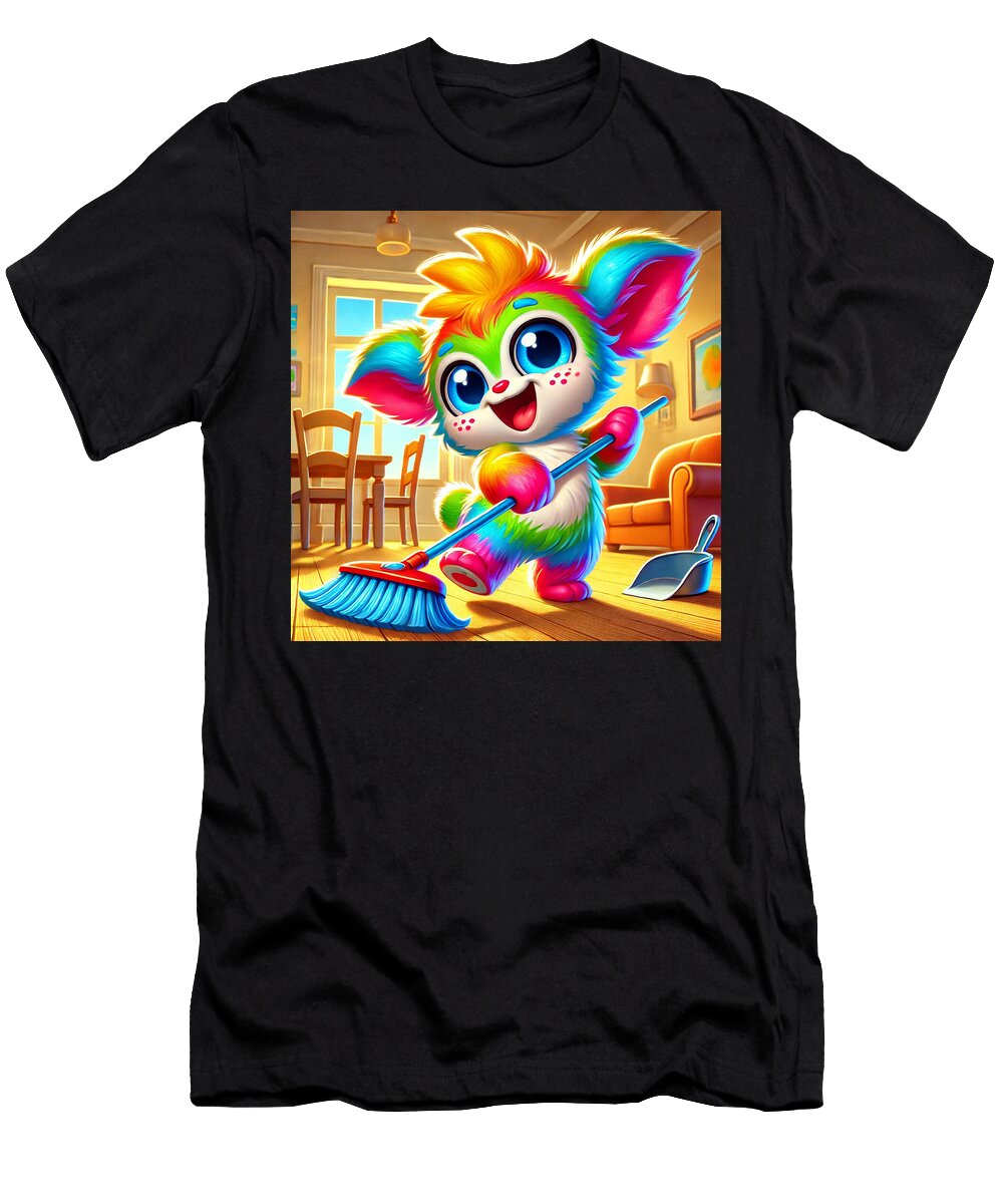 Sparky Cleaning the House Nigel Raphael T-Shirt