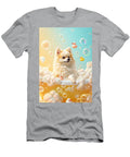 Spitz Dog Frolicking in a Bubbly Bathtub Adrien Efren T-Shirt